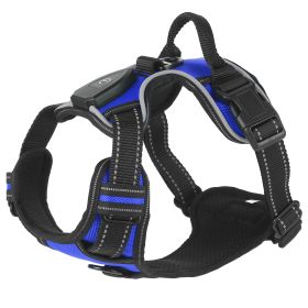 Light Up Dog Harness Rechargeable LED Dog Harness No Pull Lighted Dog Vest with Handle for Small/Medium/Large Dogs (Option: darkblue_xl)