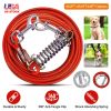 49.2FT Dog Tie Out Cable Long Dog Leash Chew Proof Lead Dog Chain with Durable Spring 360Â° Rotatable Clips PVC Case for Outside Yard Caming