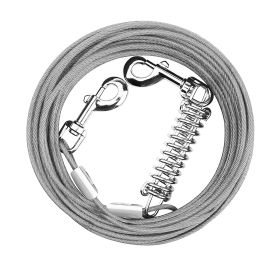 9.8FT Dog Tie Out Cable Long Dog Leash Chew Proof Lead Dog Chain with Durable Spring 360Â° Rotatable Clips PVC Case for Outside Yard Caming (Option: Grey_3M)