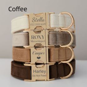 Multiple Colour Velvet Personalise Dog Collar Leash Set With Bow (Option: Coffee-XS)