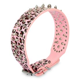 Dog Leather Collar Spiked Studded Pet Dog Collar Adjustable Neck Pitbull Mastiff Collar (Option: Leo_S)