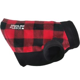 Highline Fleece Dog Coat (Color: Red and Black Plaid, size: Size 16)