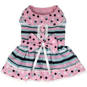 Dots &amp; Stripes Harness Dress (Color: Pink & Teal, size: large)