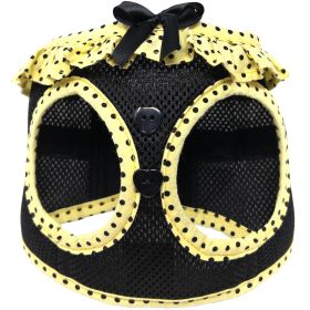 American River Choke Free Dog Harness Polka Dot Collection (Color: Yellow and Black Polka Dot, size: X-Small)